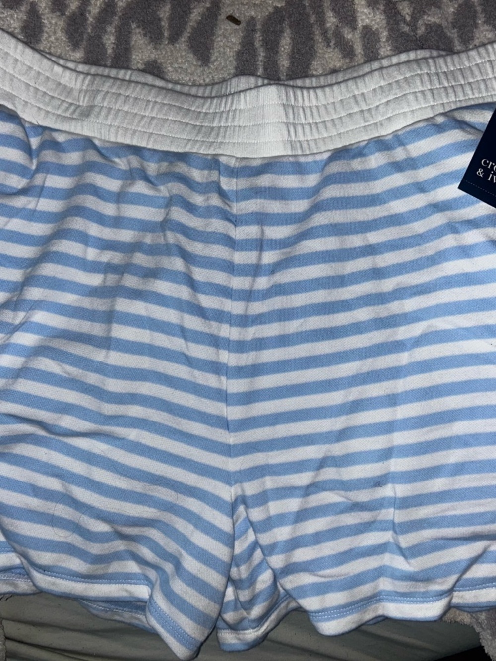 crown & ivy Light Blue and White Striped Women's Shorts